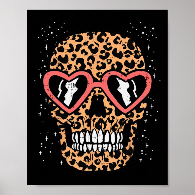 Poster Empreinte de léopard Skull Skeleton Drôle Hallowee (Devant)