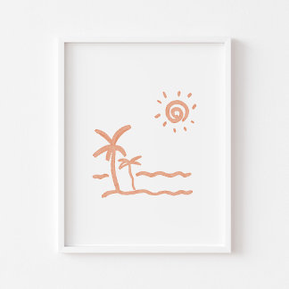 Poster Empreinte de palmiers et de boho de plage