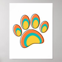 Empreinte de patte de chien moderne du milieu du s