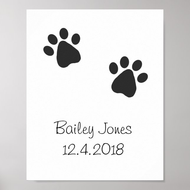 Poster Empreinte de patte de chien personnalisé (Devant)