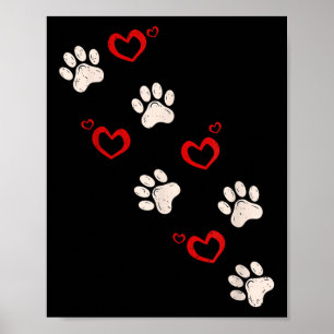 Poster Empreinte de patte de coeur Valentines Jour Amoure