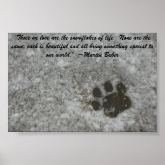 Poster Empreinte de patte neigeux