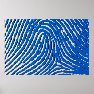 Poster Empreinte digitale bleue magnifiée