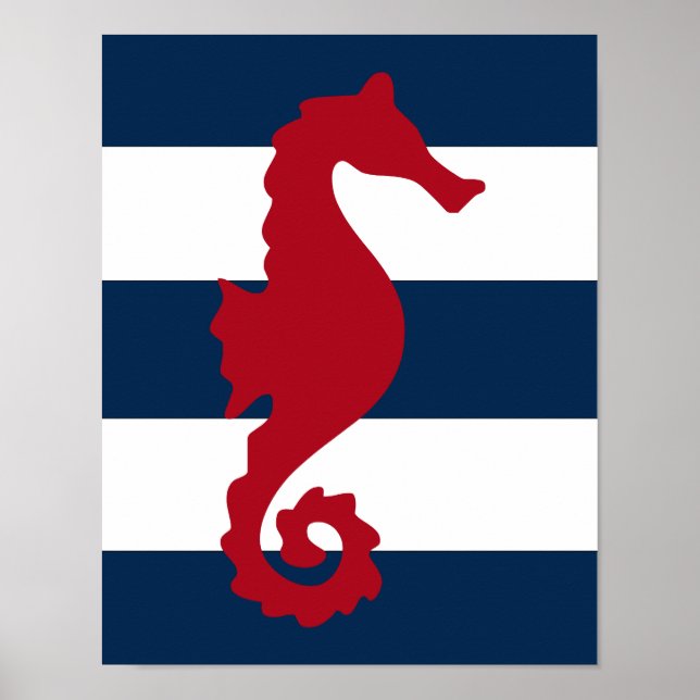 Poster Empreinte marine rouge, marine et blanche (Devant)