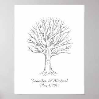 Poster Empreinte numérique personnalisée Arbre Mariage d'