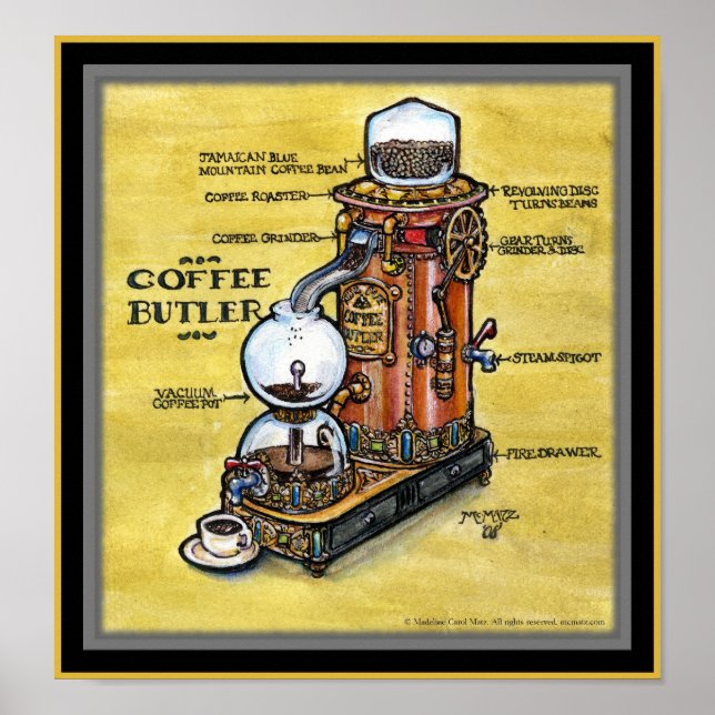 Poster Empreinte Steampunk Coffee Butler (Devant)