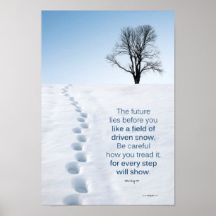 Poster Empreintes dans l'affiche de neige