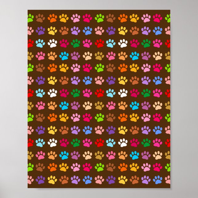 Poster Empreintes de pattes animaux de chat de chien colo (Devant)