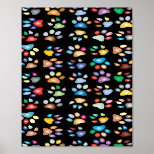 Poster empreintes de pattes colorés