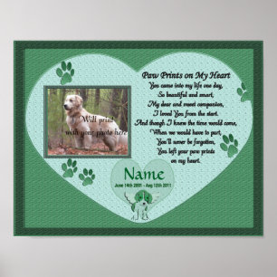 Poster Empreintes de pattes sur My Heart - Green Dog Memo