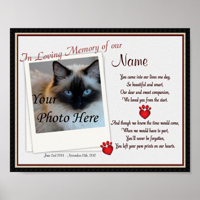 Poster Empreintes de pattes sur My Heart Pet Memorial - C (Devant)