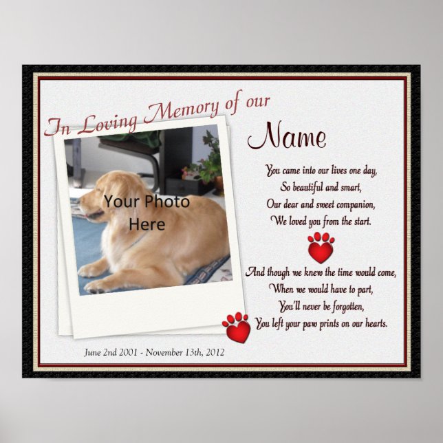 Poster Empreintes de pattes sur My Heart Pet Memorial - C (Devant)