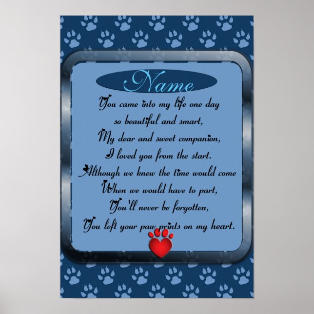 Poster Empreintes de pattes sur My Heart Poem Pet Memoria (Devant)