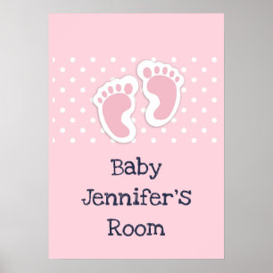 Poster Empreintes filles mignonnes roses