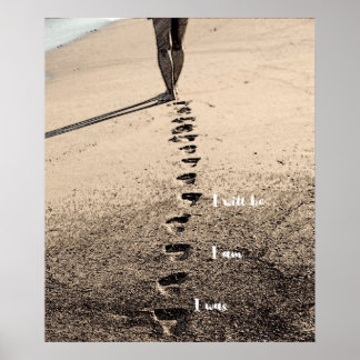 Poster Empreintes Sur La Plage - J'étais, je suis, je ser