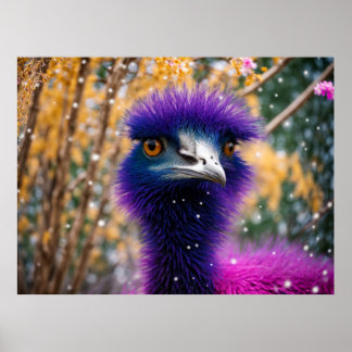 Poster Emu Violet A L'Air Un Peu Mécontent