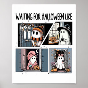 Poster En Attente D'Halloween Comme Un Joli Ghost Coffee