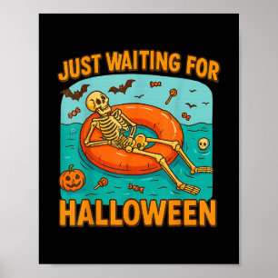 Poster En Attente D'Halloween Drôle Squelette Flottant