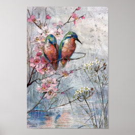 Poster En Attente D'Une Illustration D'Oiseau De Pêcheur 