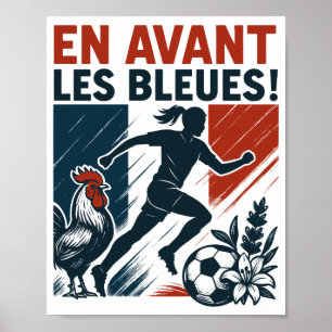 Poster En Avant Les Bleues – Équipe de football féminine 