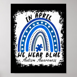 Poster En Avril Nous Portons Bleu Autisme Sensibilisation
