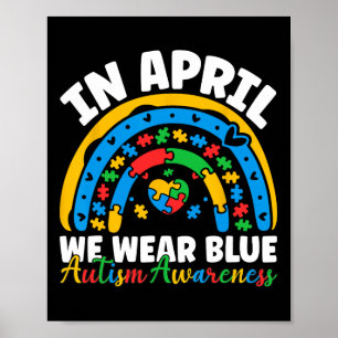 Poster En Avril Nous Portons Bleu Sensibilisation sur l'a