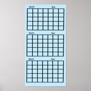 Poster en bleu clair 3 mois Calendrier