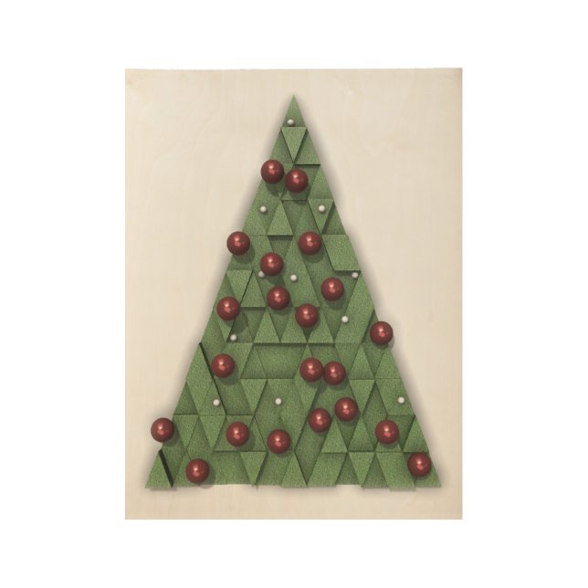 Poster En Bois Affiche d'arbre de Noël sur le bois (Devant)