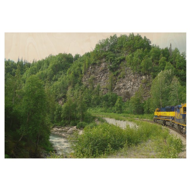 Poster En Bois Denali Express Alaska Train Vacation Photographie (Devant)