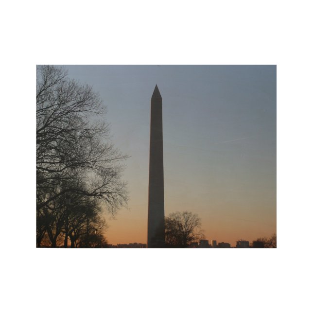 Poster En Bois Monument de Washington au coucher du soleil (Devant)