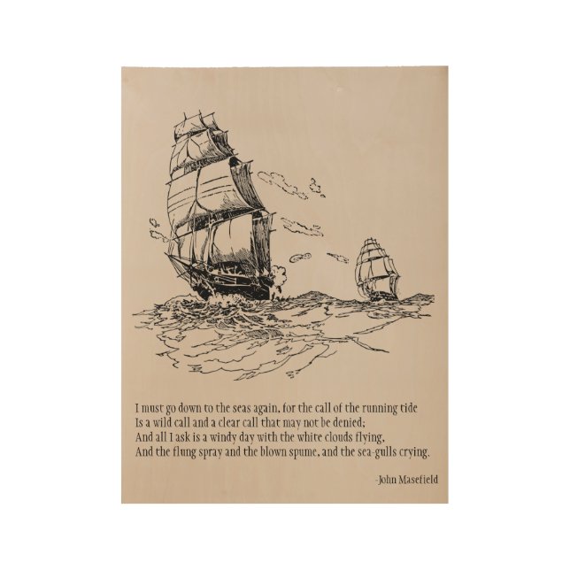 Poster En Bois Poème de bateaux de navigation nautique (Devant)
