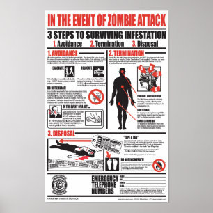 POSTER EN CAS D'ATTAQUE DE ZOMBIE