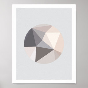 Poster en cercle Abstrait rose et gris 2