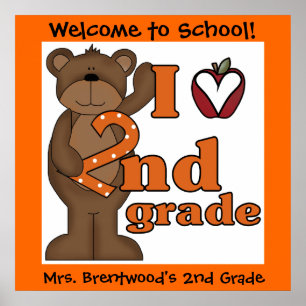 Poster en classe de 2e année Bear I Love customisé