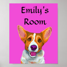 Poster en corgi mignon, ma chambre, affiche de la 