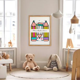 Poster en crayon blanc coloré de l'enseignant