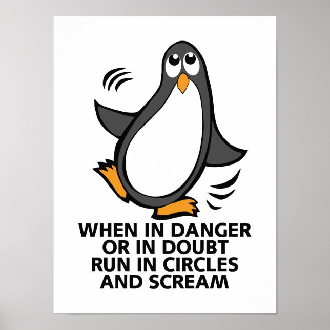 Poster En danger Danger Funny Penguin (Devant)