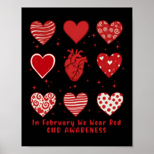 Poster En Février Nous Portons Red Chd Sensibilisation au