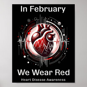 Poster En Février, Nous Portons Red Heart Health Awarenes