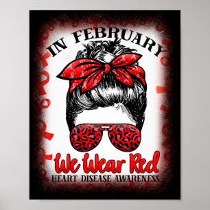 Poster En Février Nous Portons Red Messy Bun Maladie Coeu