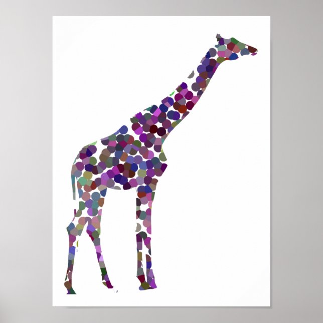 Poster en Giraffe tachetée multicolore (Devant)