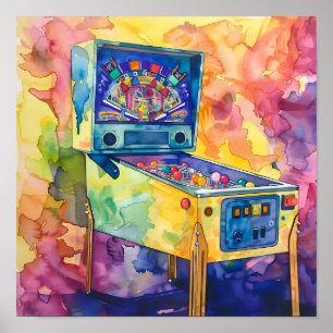 Poster en gras Pop Art Pinball Aquarelle #12