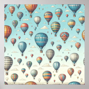 Poster En haut, en haut et en loin ! Ballons Whimsical à