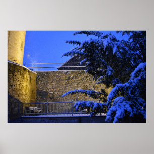 Poster En hiver, neige sur les arbres