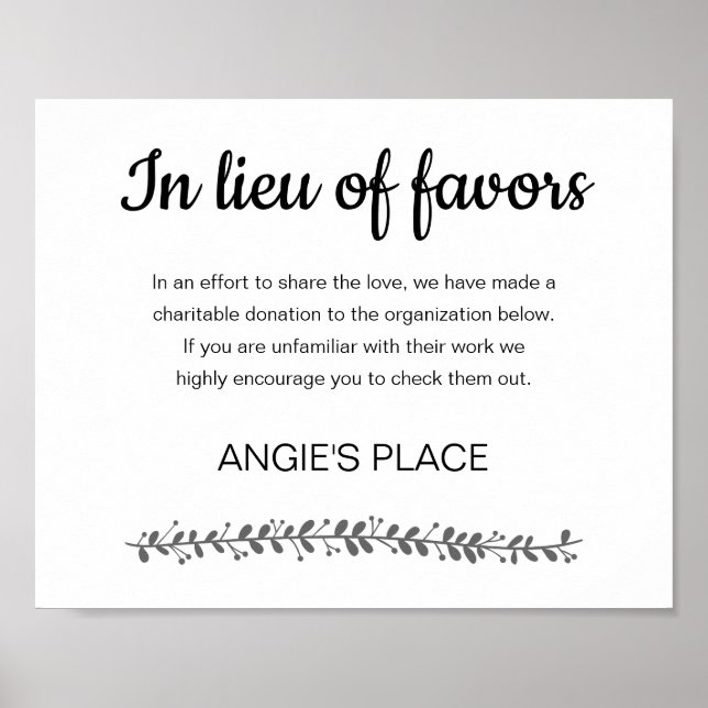 Poster En Lieu Et Place De Faveurs Mariage De Dons De L'O (Devant)