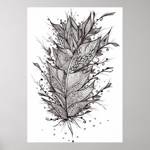 Poster en lin en plumes mystiques