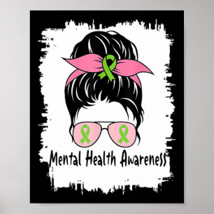 Poster En Mai Nous Portons Green Messy Bun Mental Health 