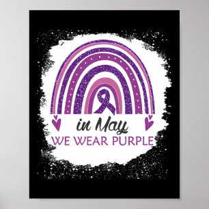 Poster En Mai Nous Portons Violet Bleu Rainbow Fibromyalg