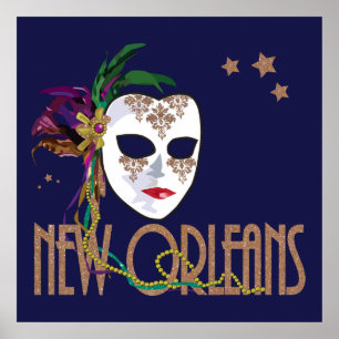 Poster en masque Damask New Orleans