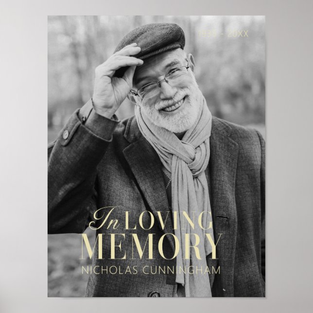 Poster En Mémoire Affectueuse Mémorial Photo Moderne Élég (Devant)